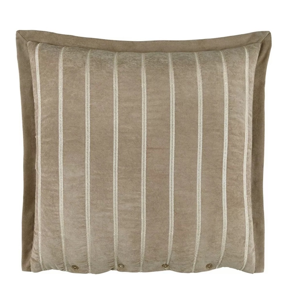 Rose Tree Laurenza Euro Sham Beige w/ Cream Embroidered Stripes 26 x 26" NIP NEW